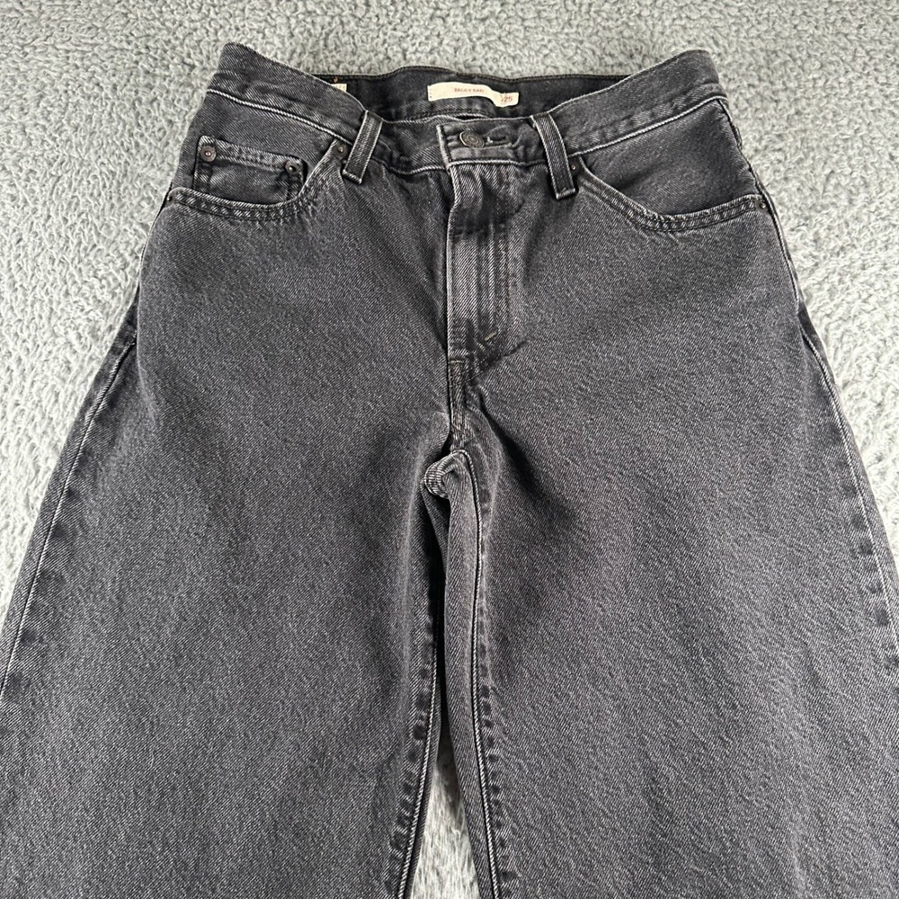 Levis Jeans Womens 25 Baggy Dad W25 L30 Black Washed High Rise‎ Straight Relaxed - Picture 2 of 16